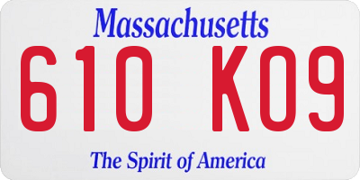 MA license plate 610KO9