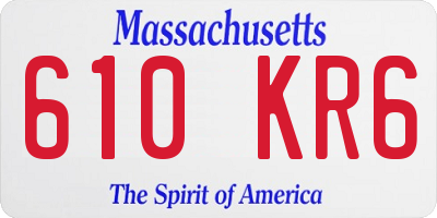 MA license plate 610KR6