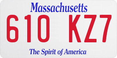 MA license plate 610KZ7