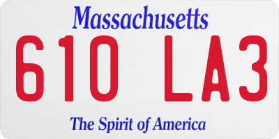 MA license plate 610LA3