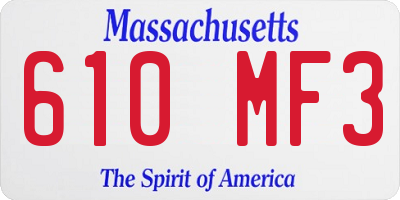 MA license plate 610MF3