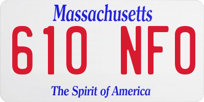MA license plate 610NF0