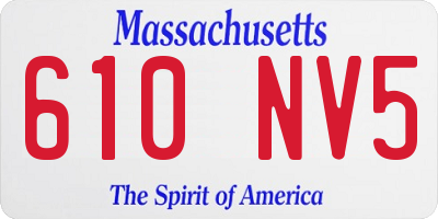 MA license plate 610NV5