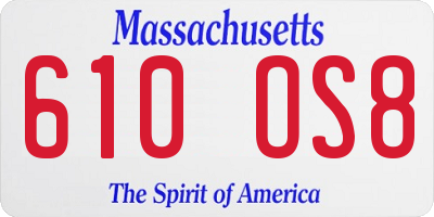 MA license plate 610OS8