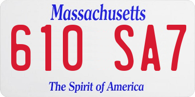MA license plate 610SA7