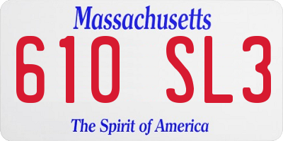 MA license plate 610SL3