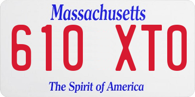 MA license plate 610XT0