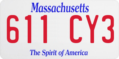 MA license plate 611CY3