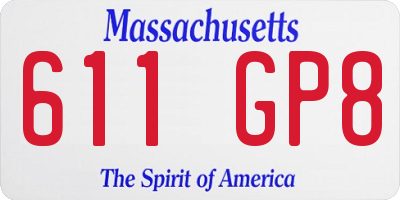 MA license plate 611GP8