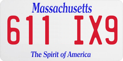 MA license plate 611IX9
