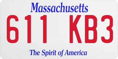 MA license plate 611KB3