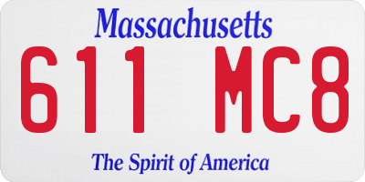 MA license plate 611MC8