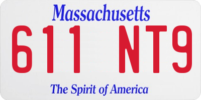 MA license plate 611NT9