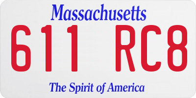MA license plate 611RC8