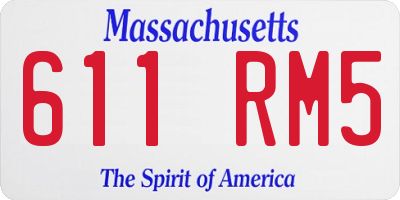 MA license plate 611RM5