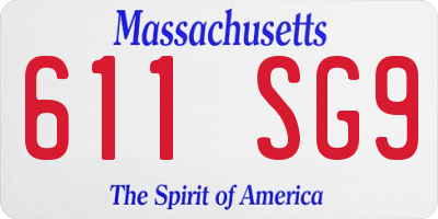 MA license plate 611SG9