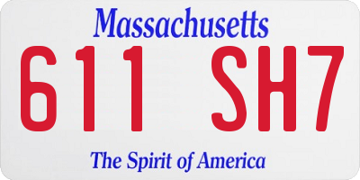 MA license plate 611SH7