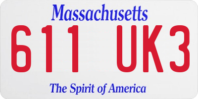 MA license plate 611UK3