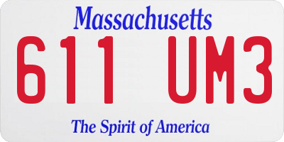 MA license plate 611UM3