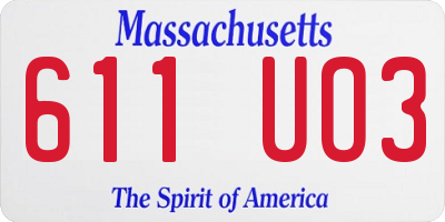 MA license plate 611UO3
