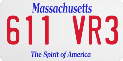 MA license plate 611VR3