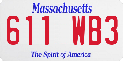 MA license plate 611WB3