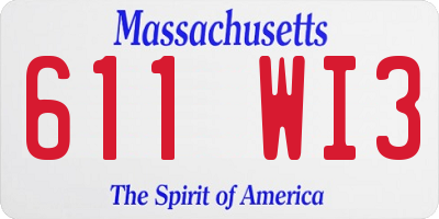MA license plate 611WI3