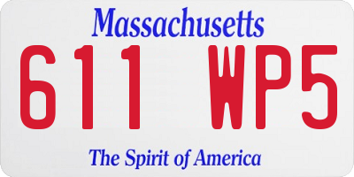 MA license plate 611WP5