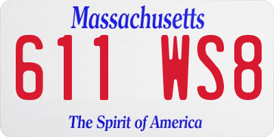 MA license plate 611WS8