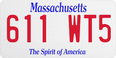 MA license plate 611WT5