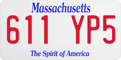 MA license plate 611YP5