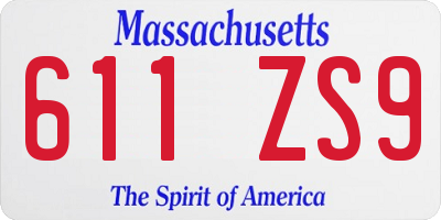 MA license plate 611ZS9