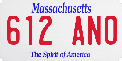 MA license plate 612AN0