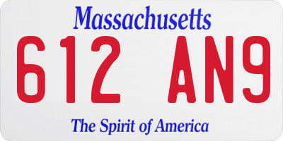 MA license plate 612AN9