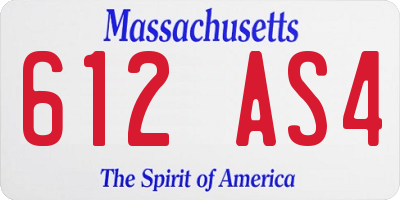 MA license plate 612AS4