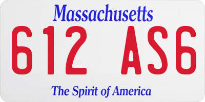 MA license plate 612AS6