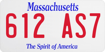 MA license plate 612AS7