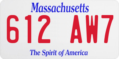 MA license plate 612AW7