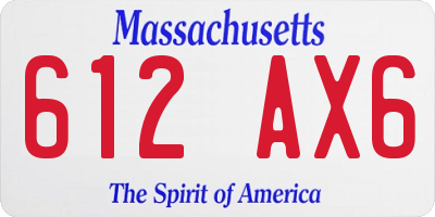 MA license plate 612AX6