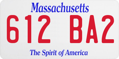 MA license plate 612BA2