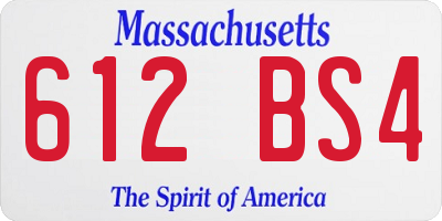 MA license plate 612BS4
