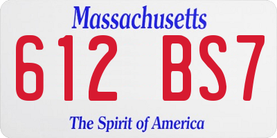 MA license plate 612BS7