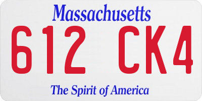 MA license plate 612CK4