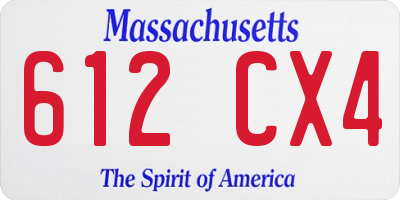 MA license plate 612CX4