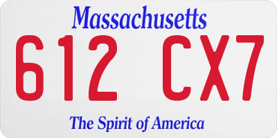 MA license plate 612CX7