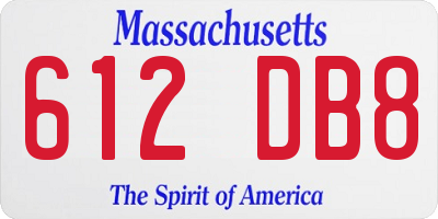 MA license plate 612DB8