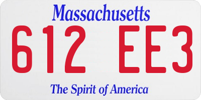 MA license plate 612EE3