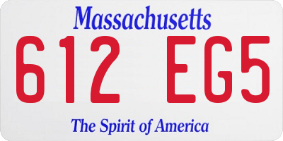 MA license plate 612EG5