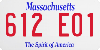 MA license plate 612EO1