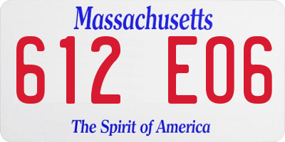 MA license plate 612EO6